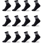 Black Boys Socks 12 Packs Fit for 2-12 Years Old Boys and Girls Cotton Athletic Ankle Socks for Toddler Kids and Big Kids