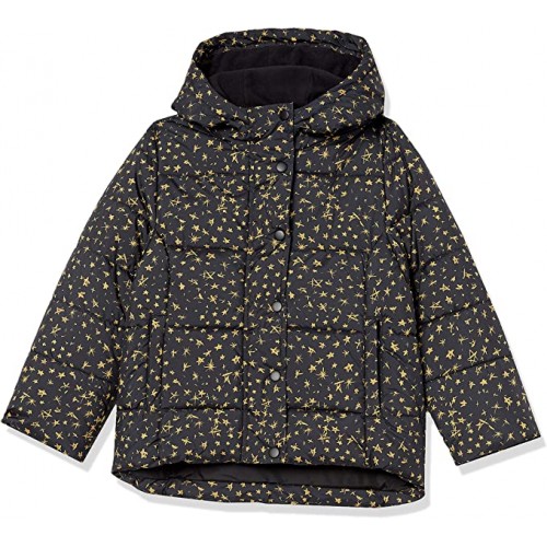 Black, Stars Girls and Toddlers' Heavyweight Hooded Puffer Jacket Black, Stars Girls and Toddlers' Heavyweight Hooded Puffer Jacket