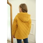 Yellow Girls Button Down Quilted Coat Kids Hooded Puffer Jacket Windbreaker with Pockets Yellow Girls Button Down Quilted Coat Kids Hooded Puffer Jacket Windbreaker with Pockets