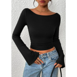 PRETTYGARDEN Women's Long Sleeve Shirts Fall Going Out Tops Casual Boat Neck Bell Sleeve Ribbed Ruched Knit Blouse PRETTYGARDEN Women's Long Sleeve Shirts Fall Going Out Tops Casual Boat Neck Bell Sleeve Ribbed Ruched Knit Blouse