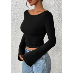 PRETTYGARDEN Women's Long Sleeve Shirts Fall Going Out Tops Casual Boat Neck Bell Sleeve Ribbed Ruched Knit Blouse PRETTYGARDEN Women's Long Sleeve Shirts Fall Going Out Tops Casual Boat Neck Bell Sleeve Ribbed Ruched Knit Blouse