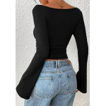 PRETTYGARDEN Women's Long Sleeve Shirts Fall Going Out Tops Casual Boat Neck Bell Sleeve Ribbed Ruched Knit Blouse PRETTYGARDEN Women's Long Sleeve Shirts Fall Going Out Tops Casual Boat Neck Bell Sleeve Ribbed Ruched Knit Blouse